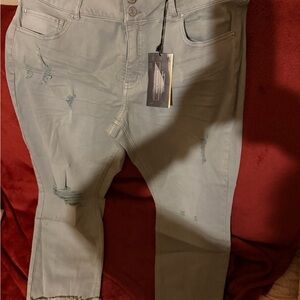 Refuge Distressed Light Gray Ankle Jeans